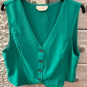 MELLODAY Teal Sleeveless Button-Up Blouse
